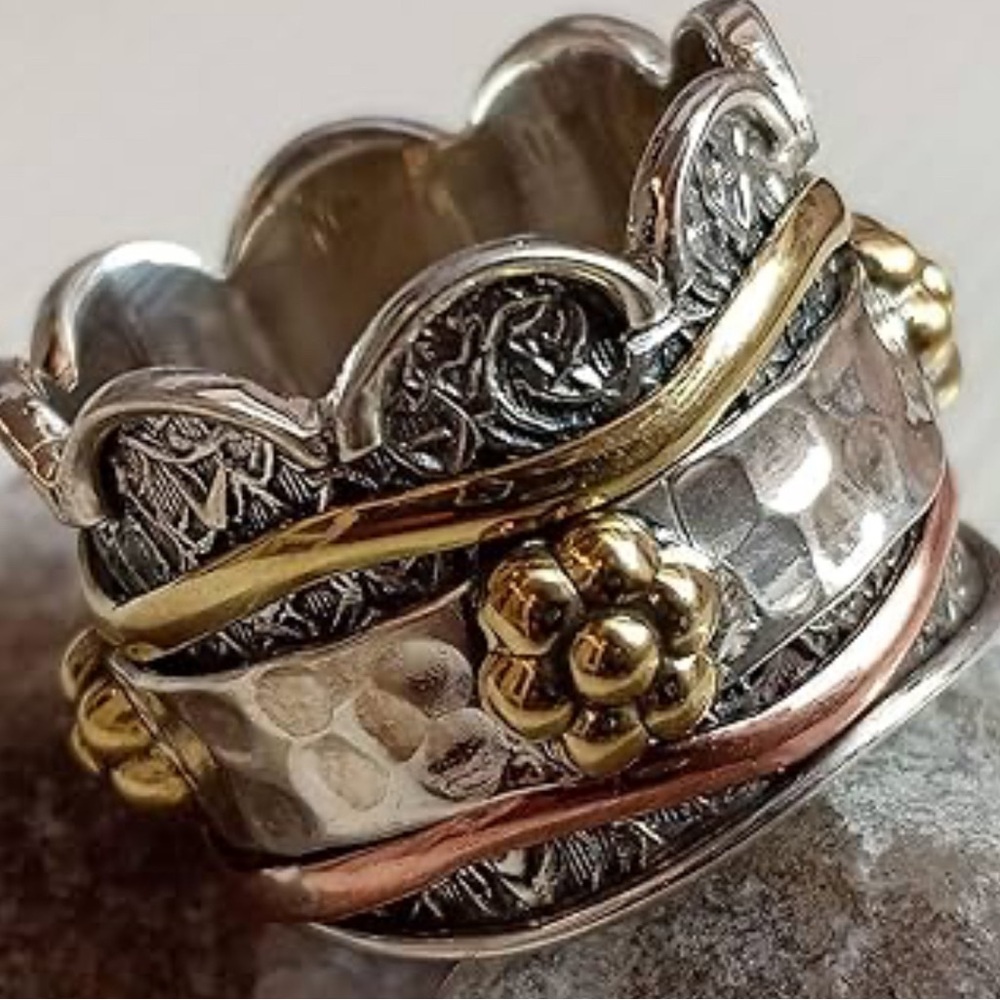 Fidget / Spinner Ring, 925 Sterling Silver size 7